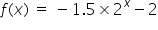 f left parenthesis x right parenthesis space equals space minus 1.5 cross times 2 to the power of x minus 2